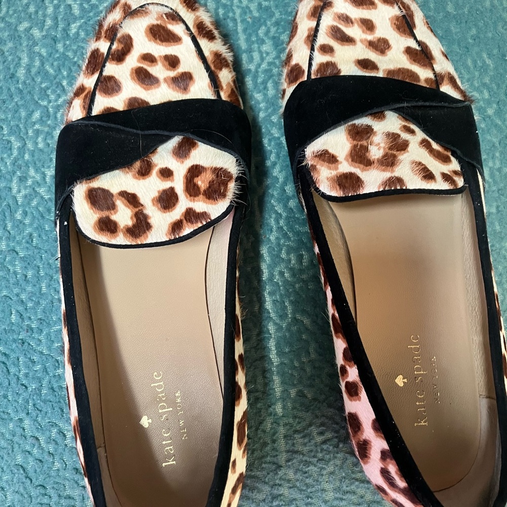 Kate Spade Leopard Print Flats - Black and Brown